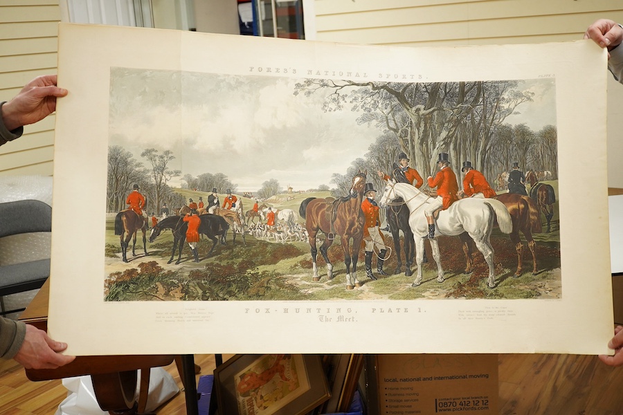 After J. F. Herring, a set of four fox hunting prints to include ‘The Kill’, published 12th April 1852, unframed. Condition - poor